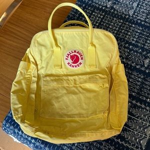 Fjallraven Kanken standard size yellow backpack